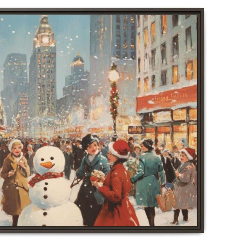 Vintage City at Christmas Canvas Print