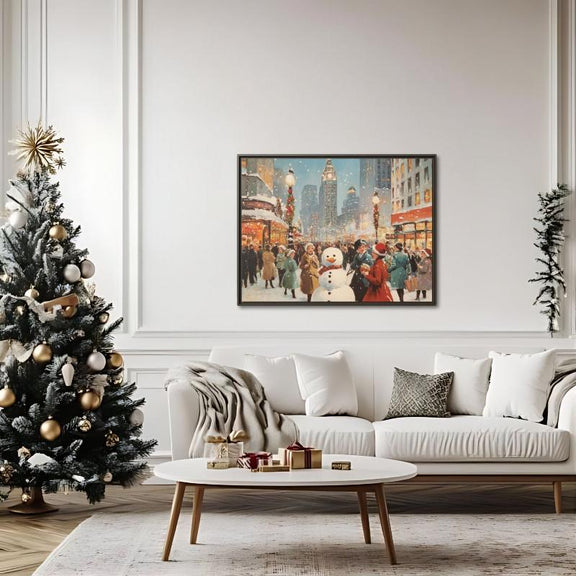 Vintage City at Christmas Canvas Print