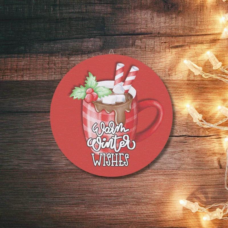 Warm Winter Wishes Hot Cocoa Sign – Christmas Wall Decor