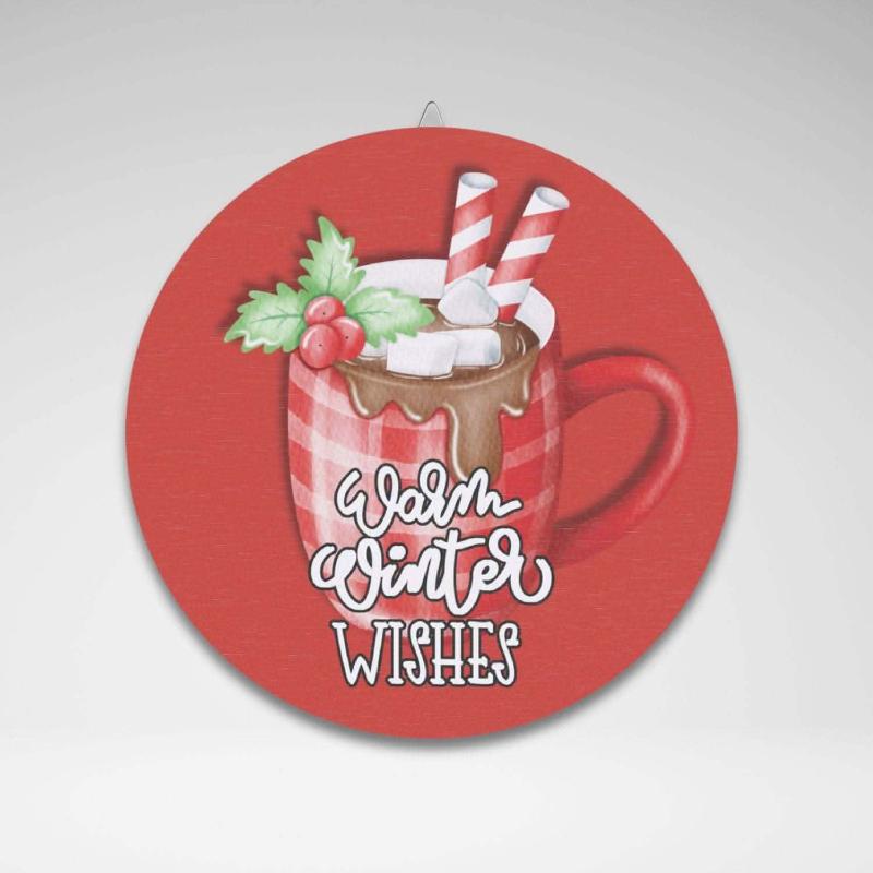 Warm Winter Wishes Hot Cocoa Sign – Christmas Wall Decor